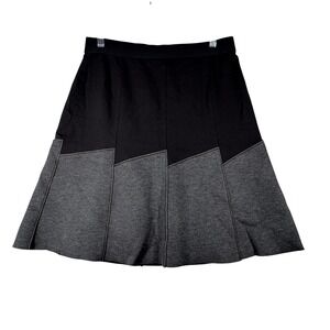 Elie Tahari Skirt Color Block Women 10 Panelled A-Line Casual Neutral Black Gray